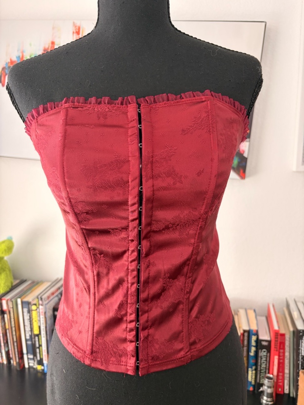 Jump Burgundy Satin Brocade Strapless Corset